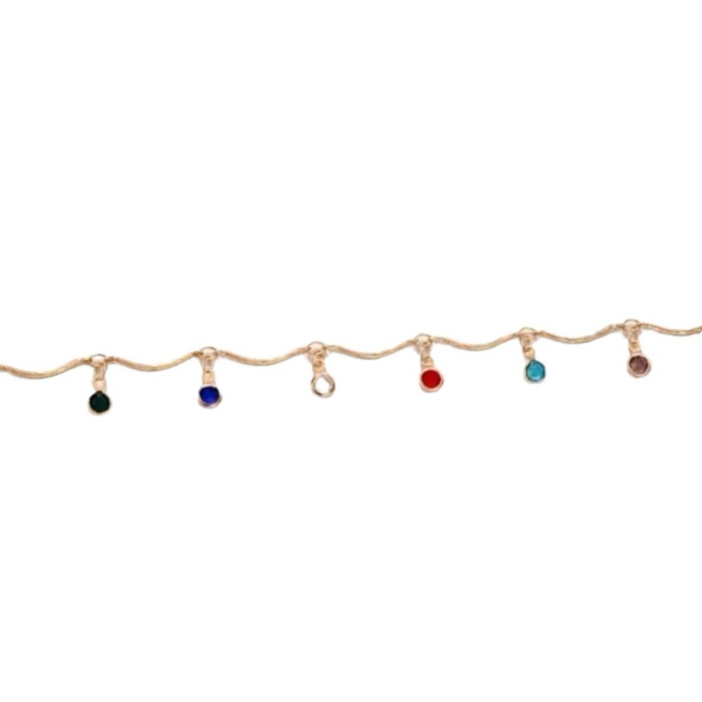 Teardrop Multi Color Gold Toned Anklet - Picture 2 of 3